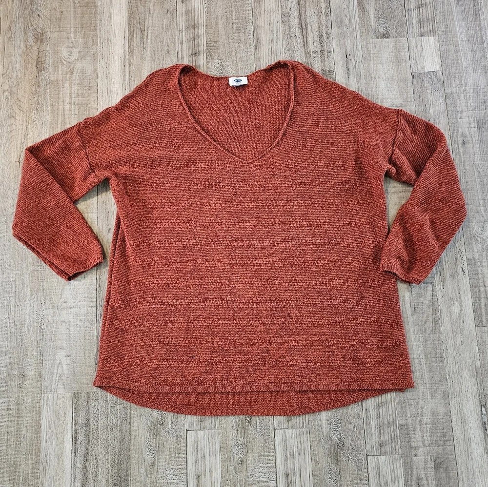 Old Navy Womens V-neck Plus Size Pullover Sweater Rust Size XXL